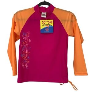 Seasons UV Protection Rash Guard Shirt Girls Size 10 Pink Vacation Travel Summer